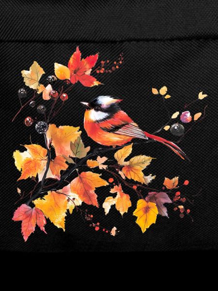 Bird in autumn on leaf branch