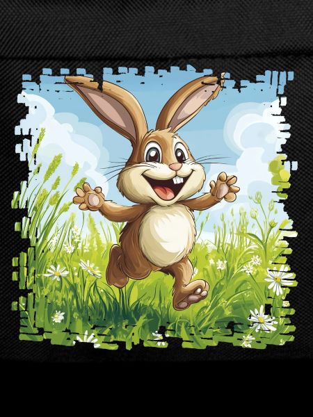 Cheerful bunny in spring meadow