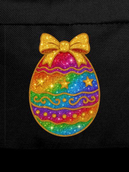 Regenbogen Glitzer-Ei mit Schleife