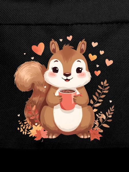 Autumnal squirrel with hot cocoa