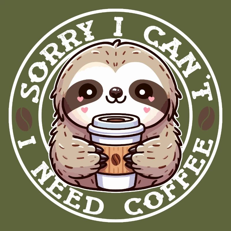 Faultier Süßer Runder Kaffee