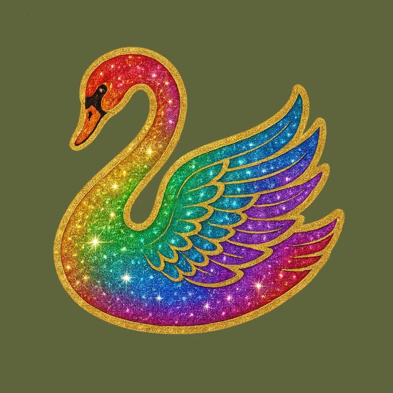 Rainbow Glitter Swan