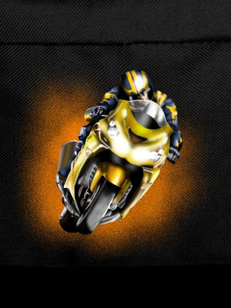 Yellow Racer on Motorcycle