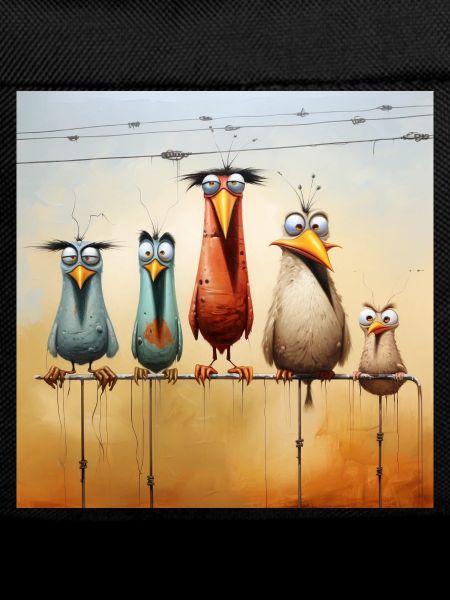 Vogelschar am Draht