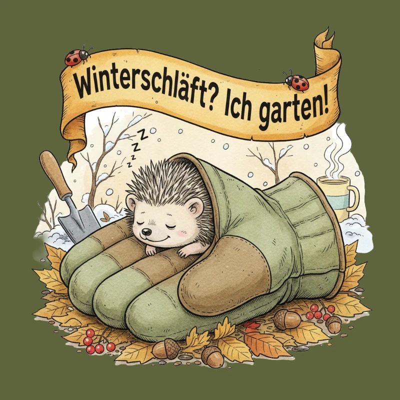 Igel schläft in Gartenhandschuh "Winterschläft? Ic
