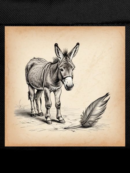 Donkey and Feather Sepia Sketch
