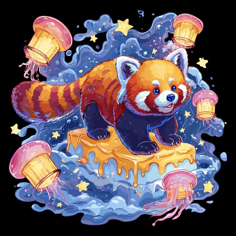 Red Panda on Honey Cake