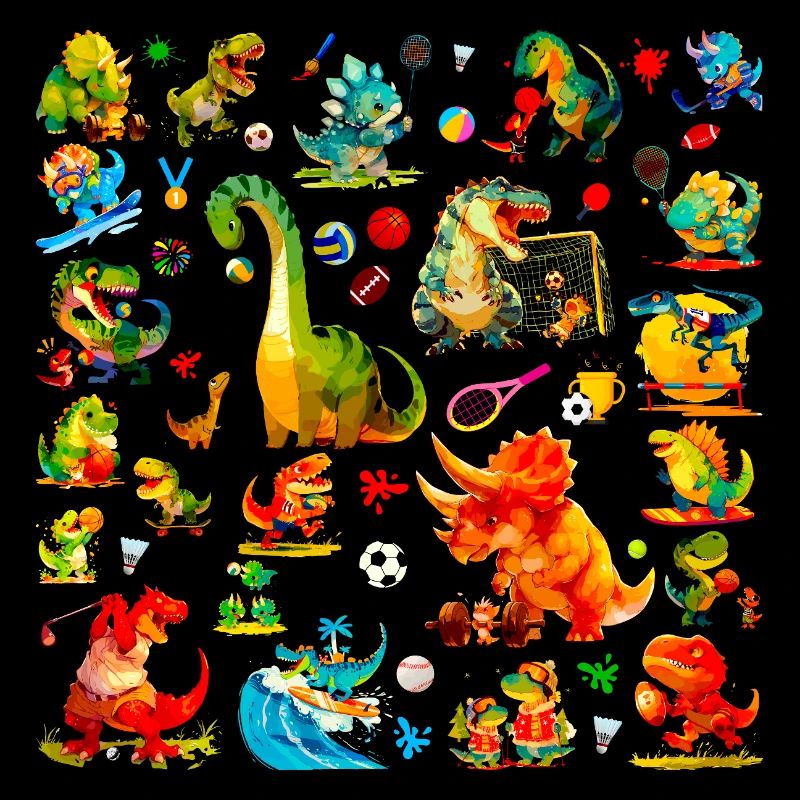 Cute Sports Dino Pattern, Dino Championship