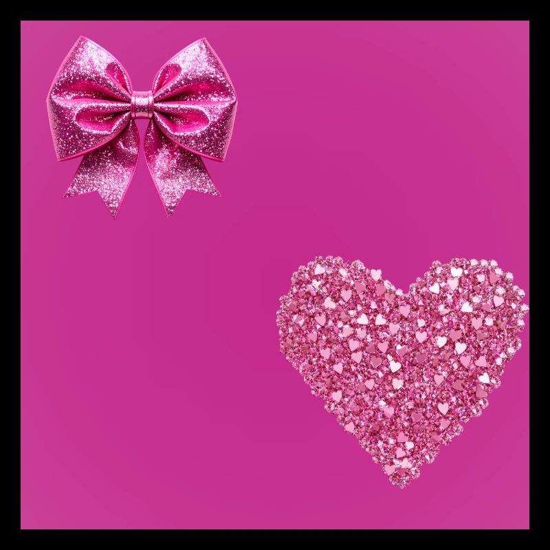 Glitter Heart & Bow Pink Romance