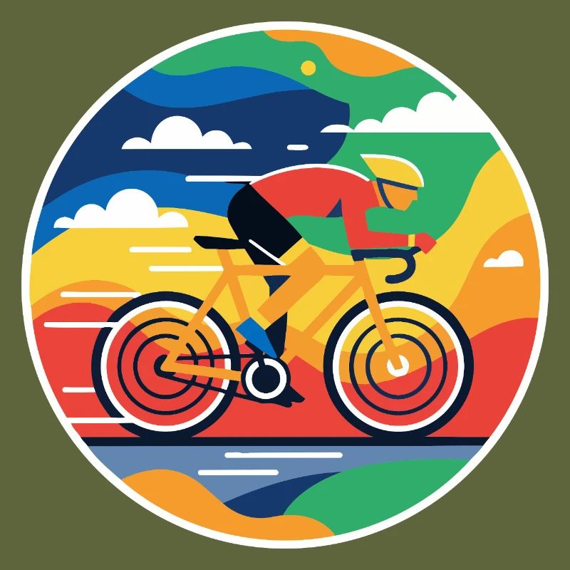 Image circulaire colorée de cycliste