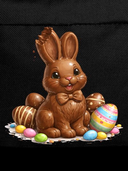 Chocolate bunny with Easter eggs