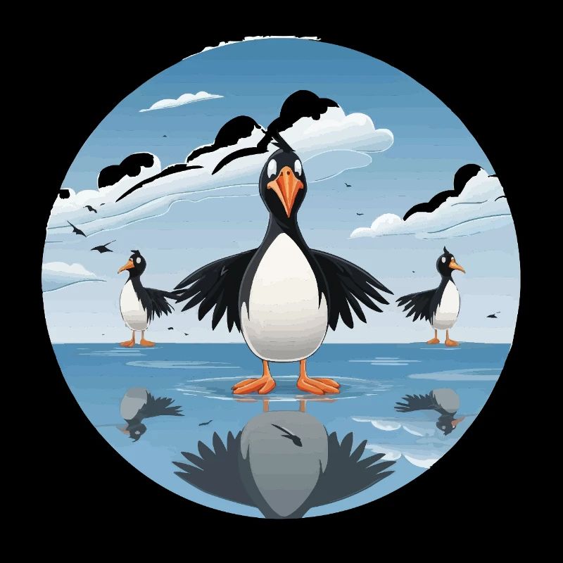 Pinguinenschar am Eissee