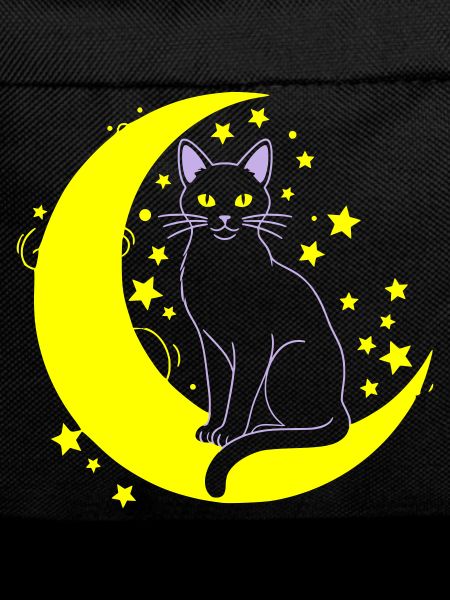 Cat Moon Stars Outline