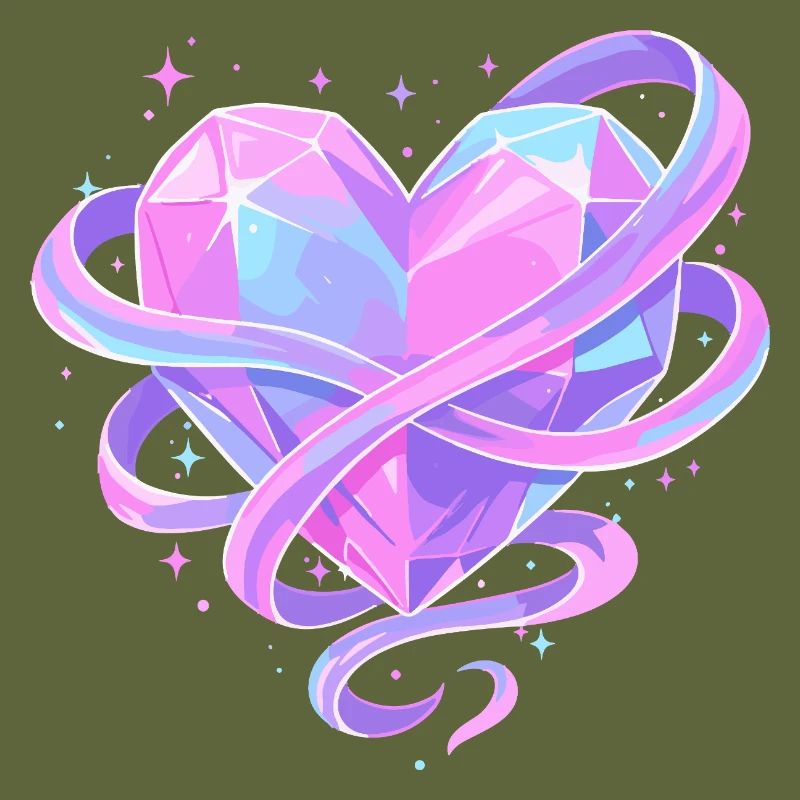 Pastel Crystal Heart with Bows