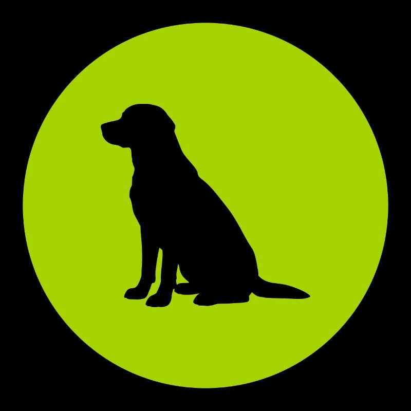 Dog silhouette in lime green circle