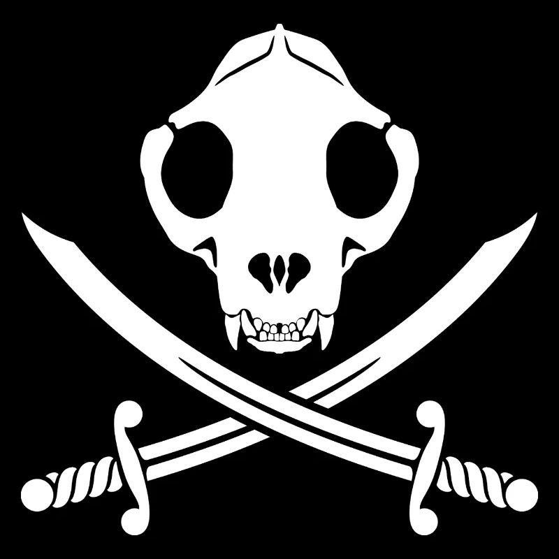 Funny Black White Jolly Kitty Pirate Skull Sabers