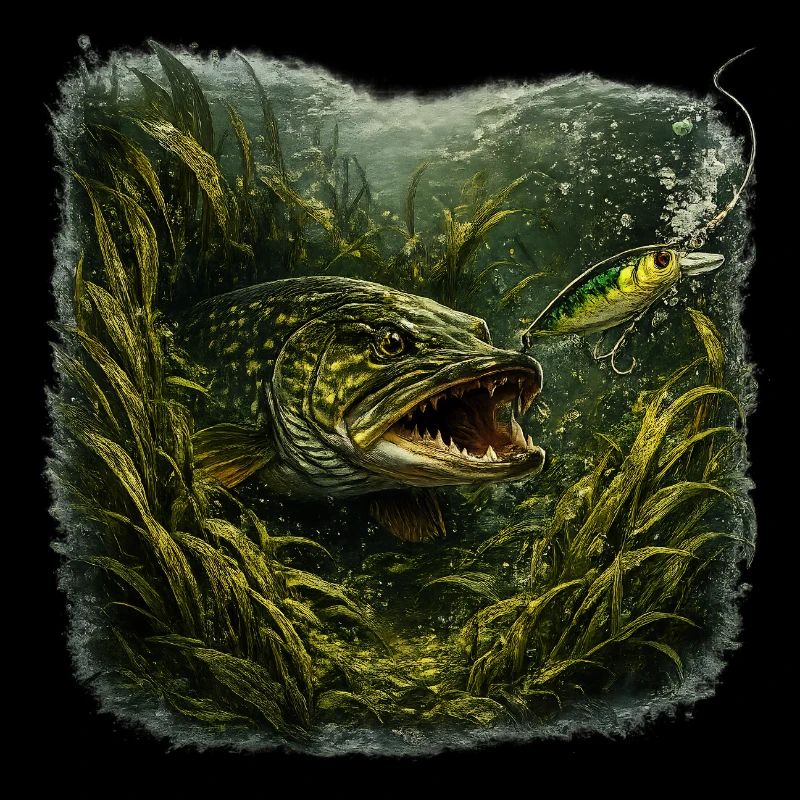 Hecht-Hinterhalt-Räuberfisch-Design