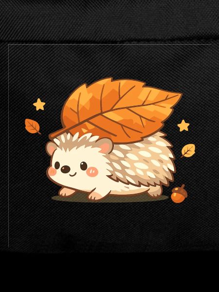 Autumn hedgehog with maple leaf