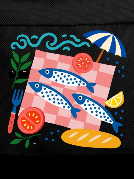 Sardine Picnic Mediterranean Illustration