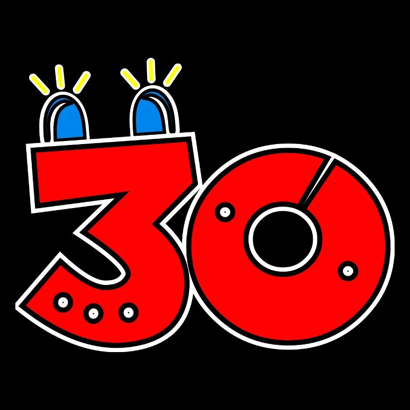 30 blue light 30th birthday number digit Funny