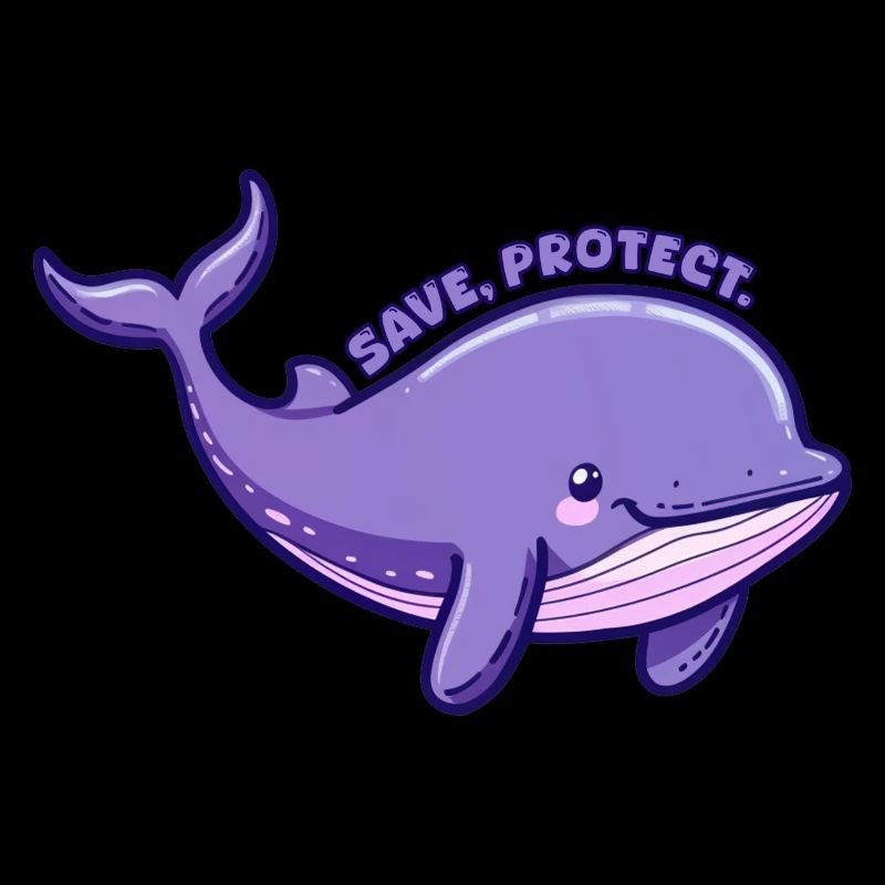 Save Protect - Purple Whale - Sticker