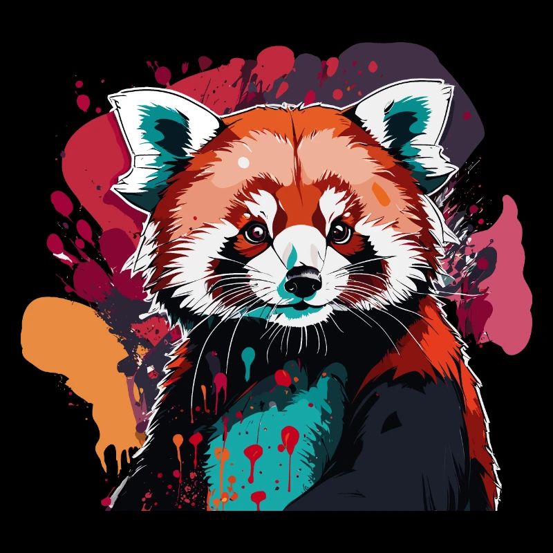 Red panda paint splater
