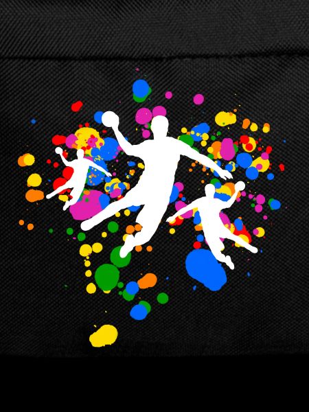 Handball mit buntem Feuerwerk