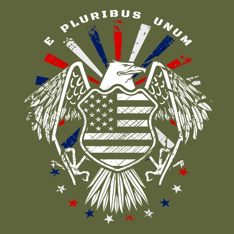 E Pluribus Unum with US flag and eagle