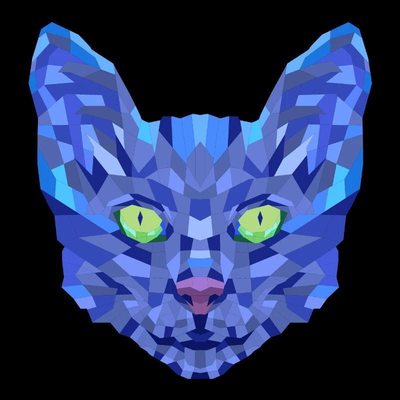Chat Bleu Polygonal