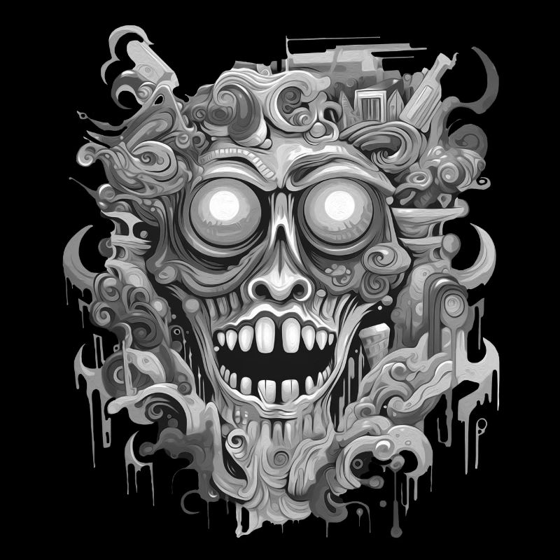 Gothic aesthetic psychedelic nightmare head