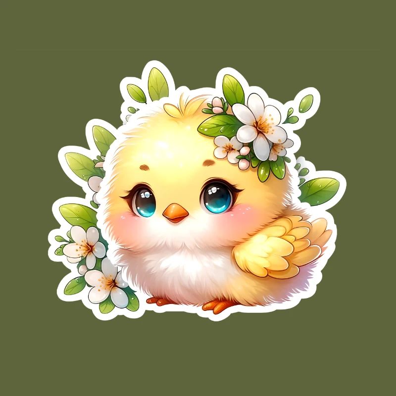 Poussin de Pâques doux avec des fleurs de printemps