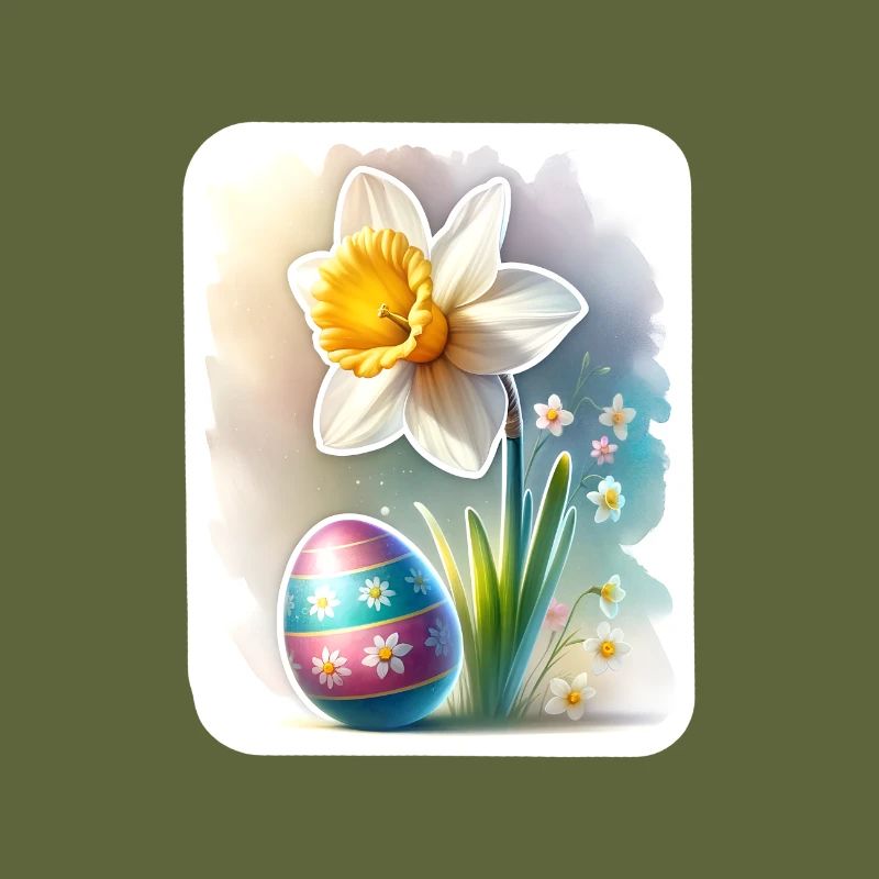 A Beautiful Daffodil With an Easter Egg