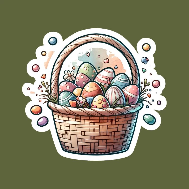 Cute Easter Egg Basket Soft Pastel Color