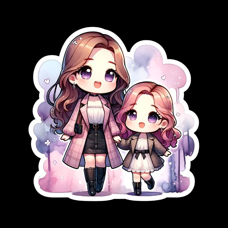 Mutter und Tochter mit passenden Outfits