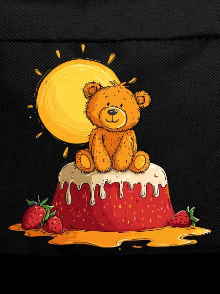 Teddy bear on cake with sun