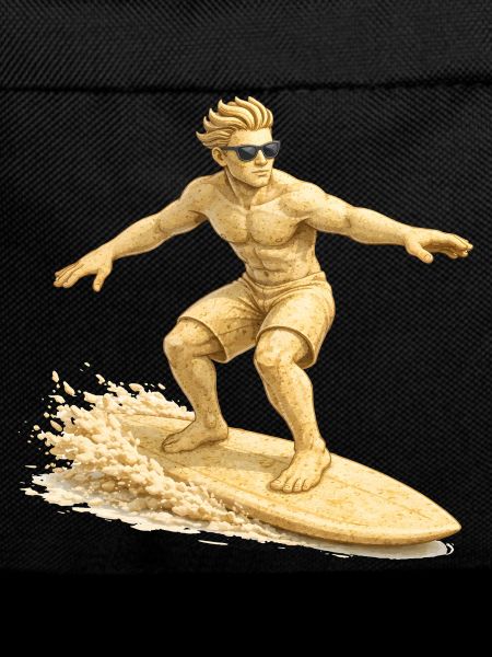 Sand surfer on the surfboard