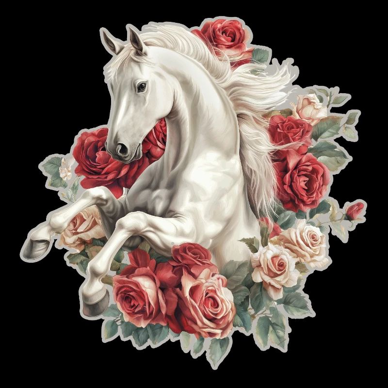 Pferd mit Rosen