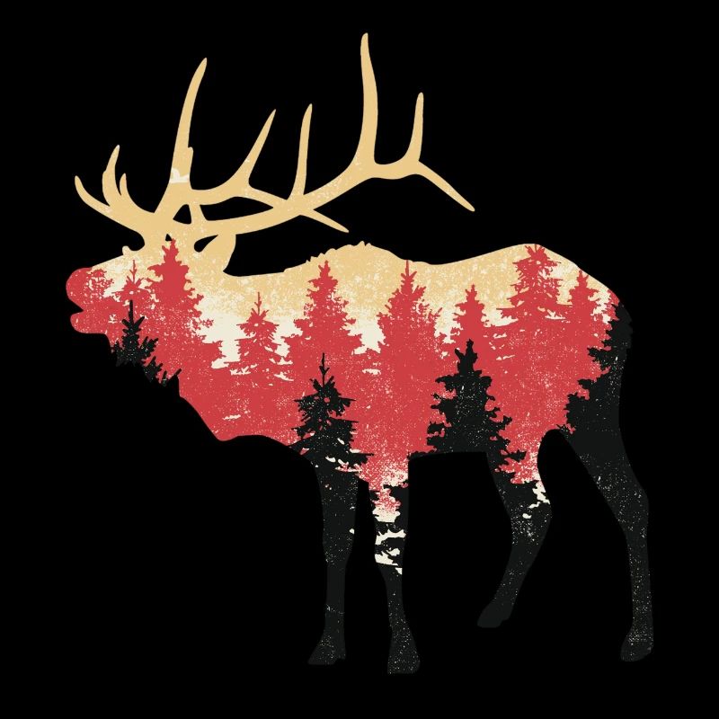 Moose deer elk forest animal forest animals silhouette