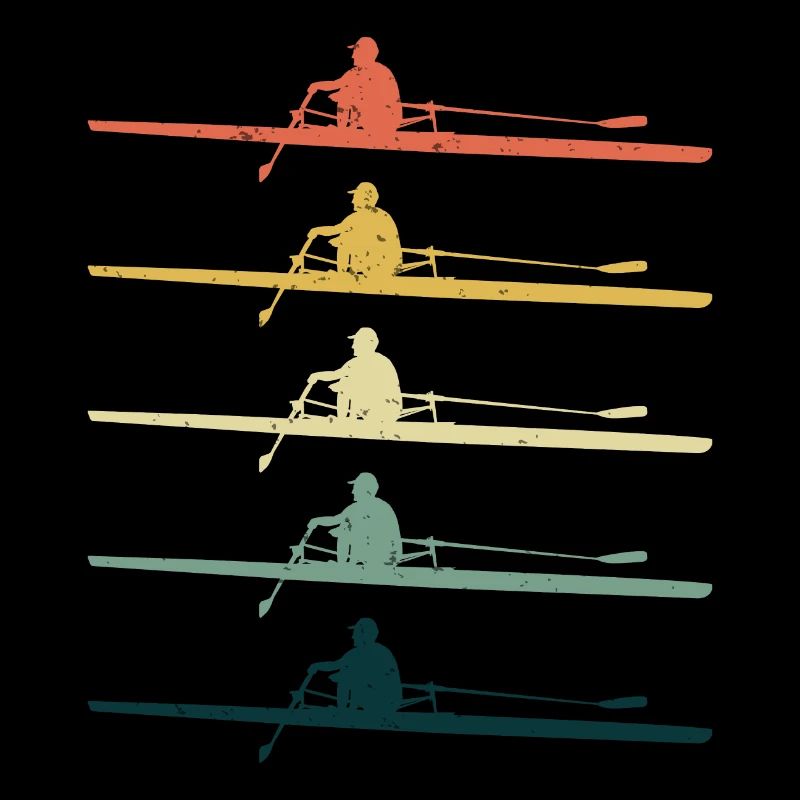 Équipage Aviron Équipe Bateau Rameur Rameur Rétro