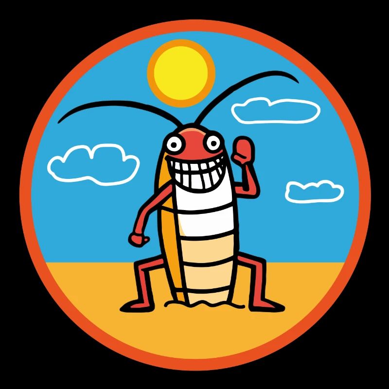 Cockroach on the beach sunbathing