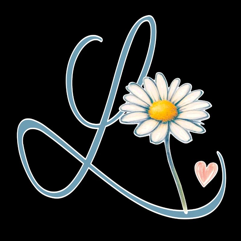 Letter L Daisy Heart