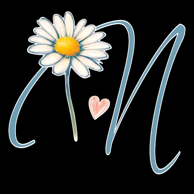 Letter N Daisy Heart