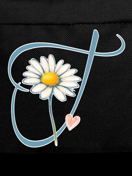Letter T Daisy Heart