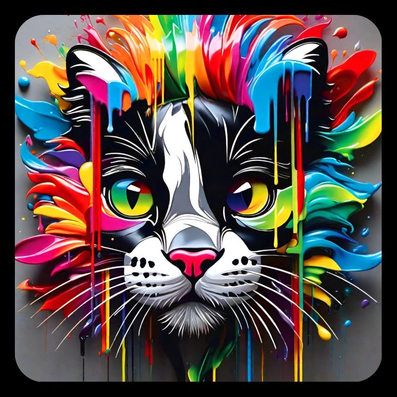 Cat Face in Graffiti Style