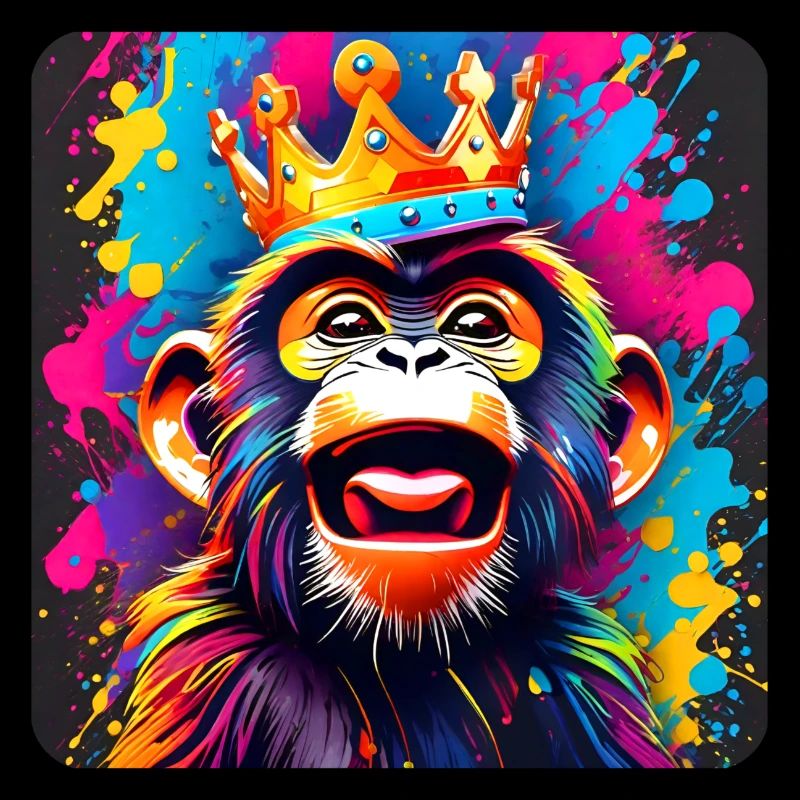 Frecher Affe mit Krone im Graffiti Style