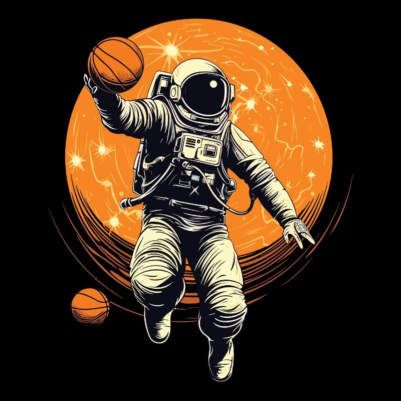 Astronaute, basket-ball dans l’espace, illustration