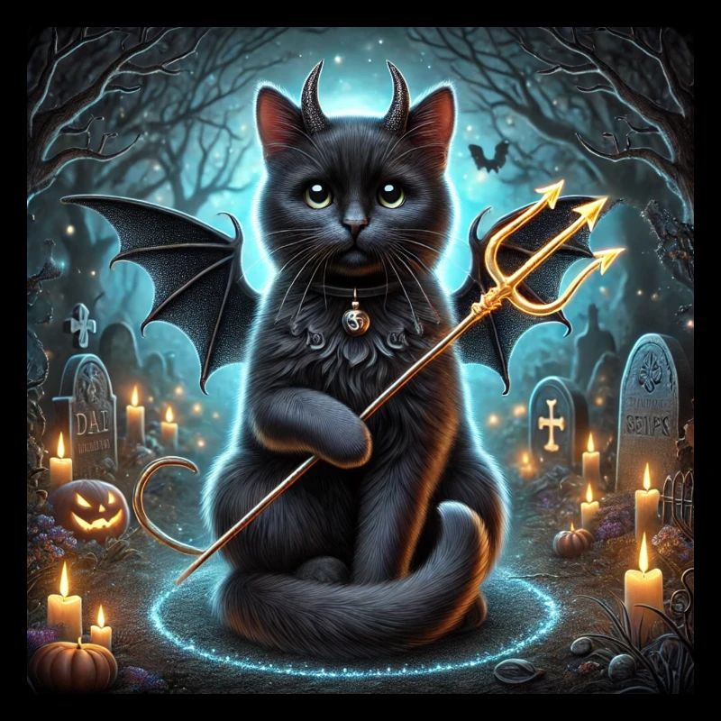 Evil Winged Black Cat halloween