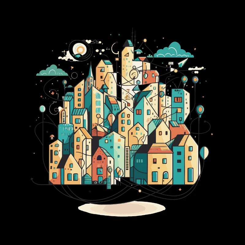 Cityscape Connections: A Stylized Image of Interco