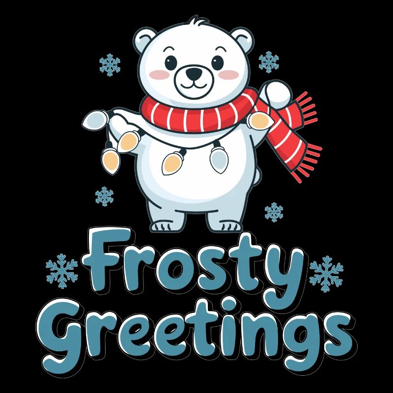 Frosty greetings – Polar bear with fairy lights