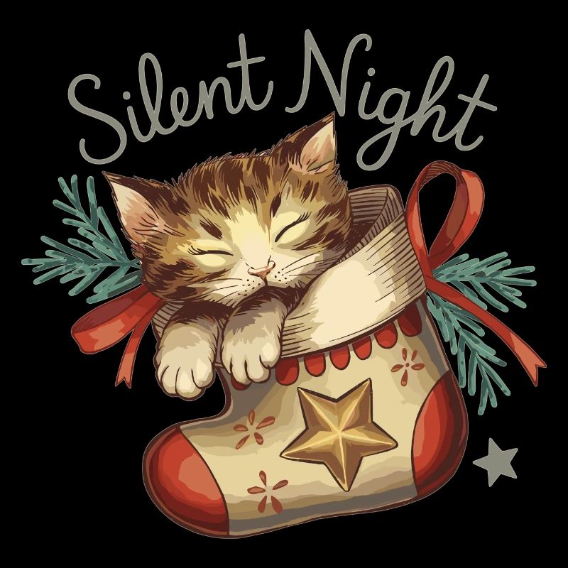 Douce nuit – Chaton en bas de Noël